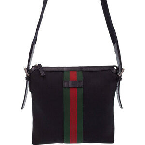 GUCCI Web Band Messenger Bag Shoulder Bag Black